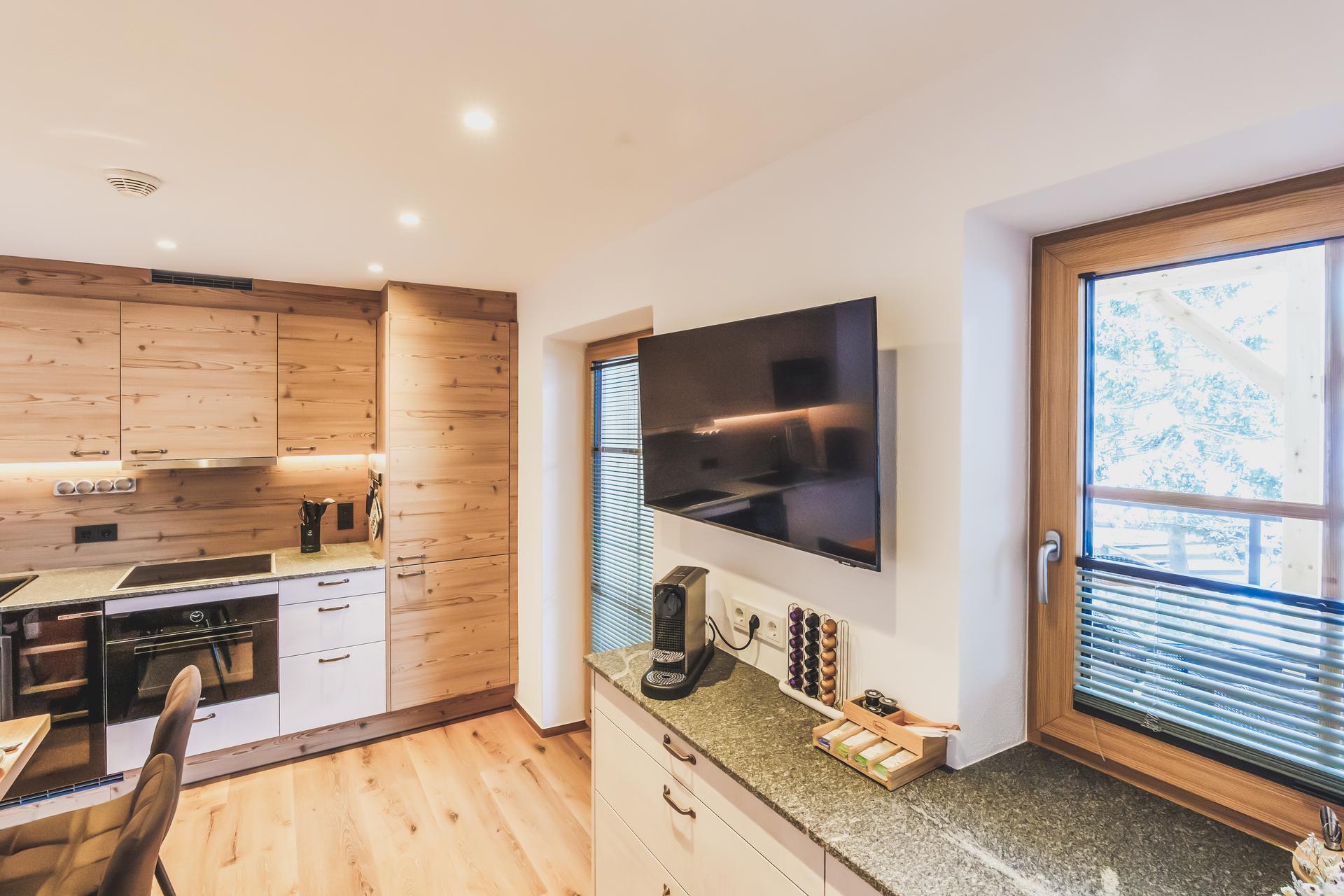 Küche in der Ferienwohnung Heustock im Ur-Genuss in Heiterwang
