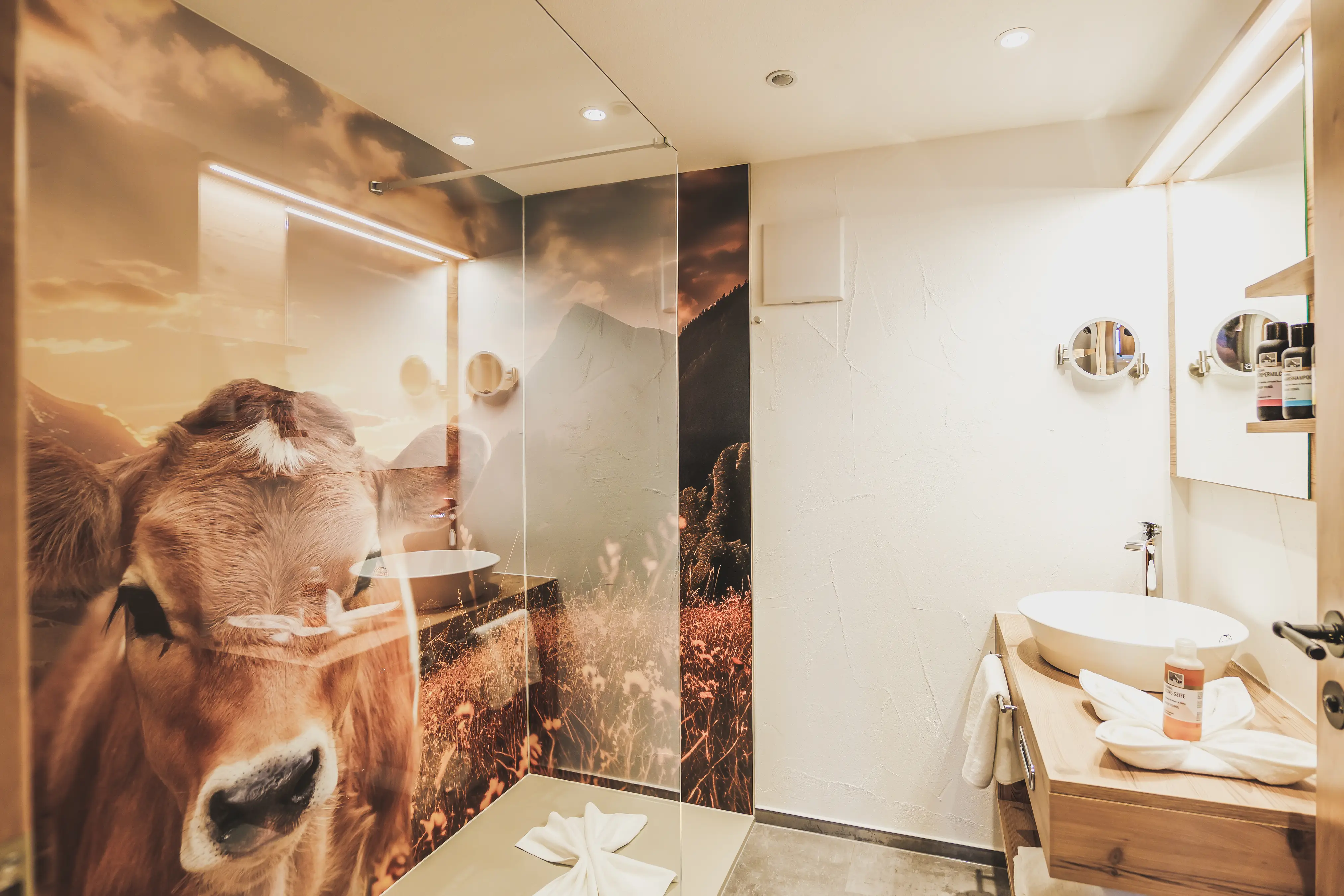Badezimmer in der Ferienwohnung Kuhstall im Ur-Genuss in Heiterwang
